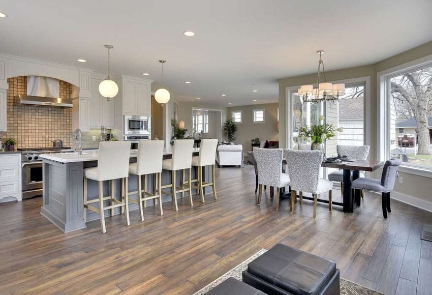 Bright kitchen with two types of cabinets