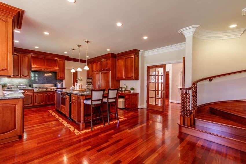 Bright wood kitchen in luxury home