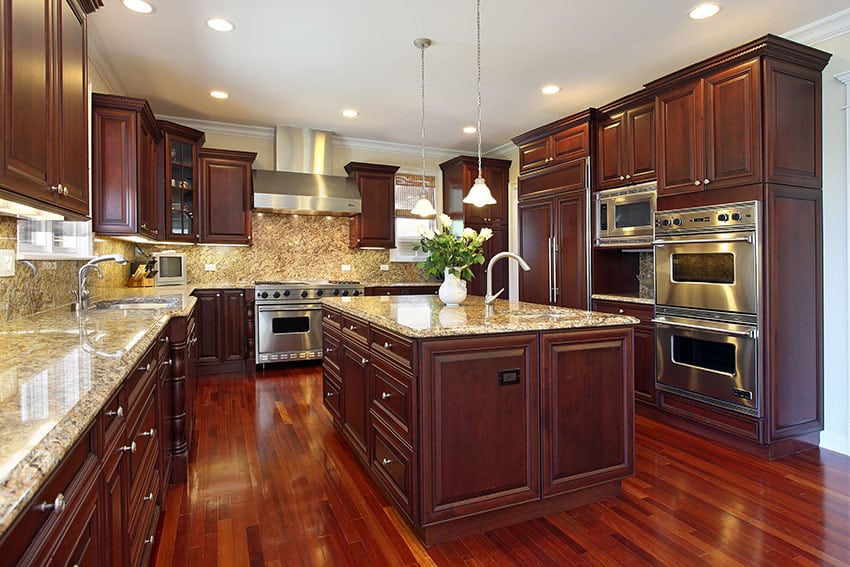 28 Kitchen Cabinets Cherry Pictures   Cherry Kitchen With Granite Counters And Stainless Steel Appliances 