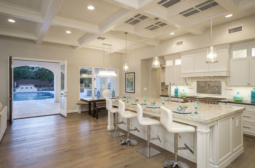 Luxury Kitchen With Bianco Romano Granite Counters 