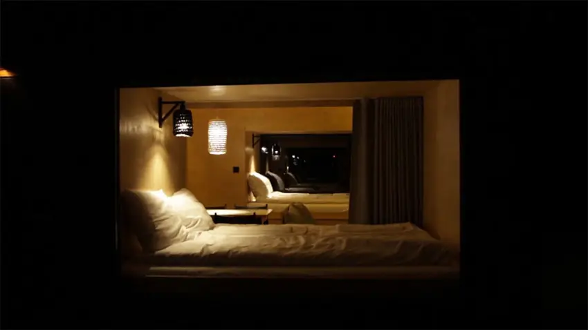 Micro apartment sleeping loft bedroom