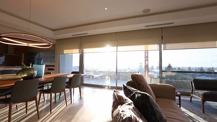 Modern interior view from living room and dining area