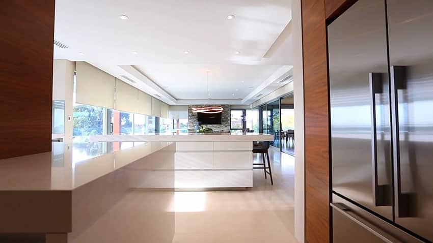 Modern kitchen with brown and white laminate cabinets