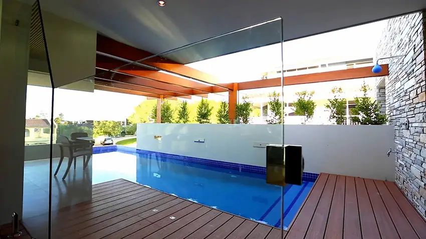 Modern swimming pool with deck