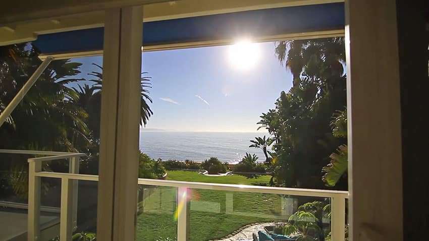 Santa Barbara ocean view from house bedroom with balcony