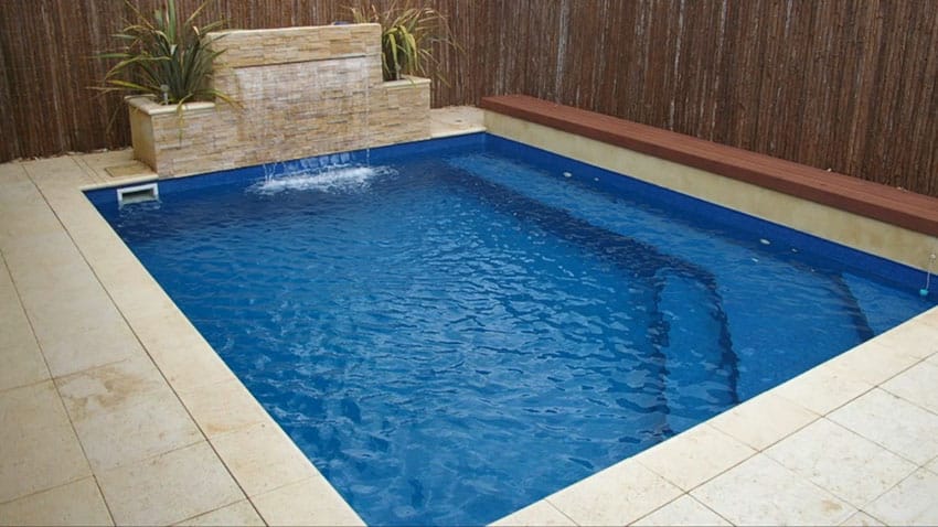 Splash pool with waterfall water feature