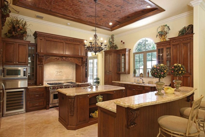 Traditional kitchen with brick arched ceiling