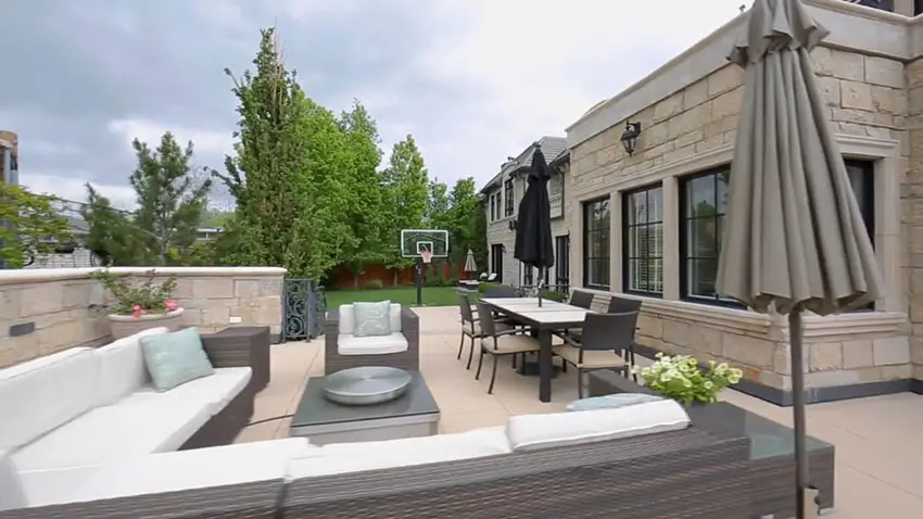 Backyard patio with outdoor furniture