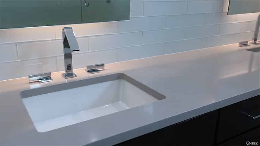 Close up contemporary sink and vanity