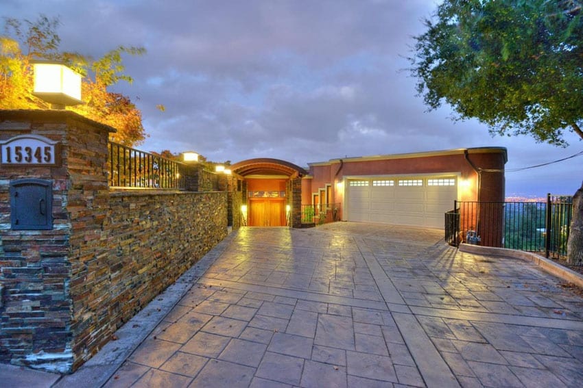 Contemporary stone driveway at luxury home