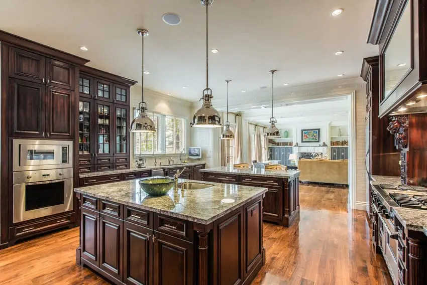 Mahogany cabinet kitchen in French provincial home