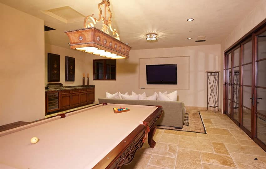 Game room in Italian style home