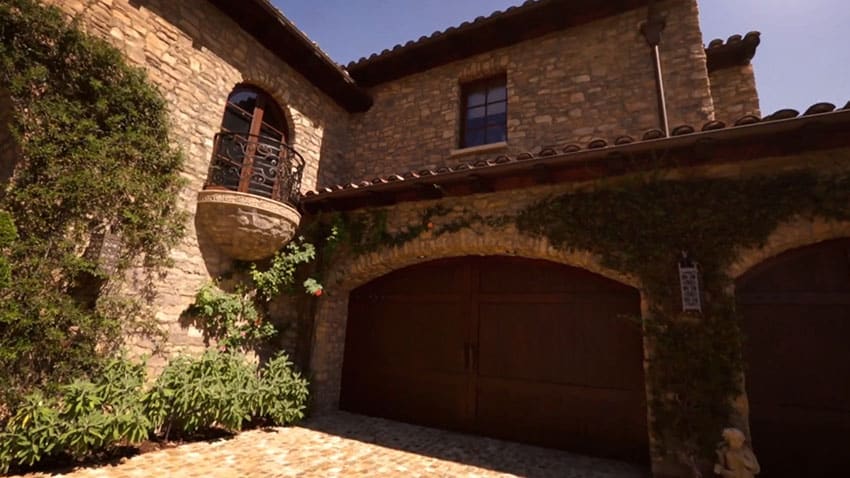 Garage entry to Tuscan style home