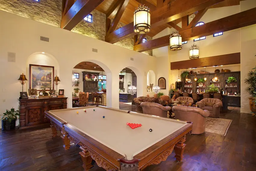 Large pool table in luxury house