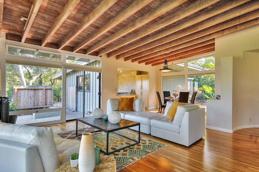 Living Room With Brazilian Cherry Hardwood Floor 