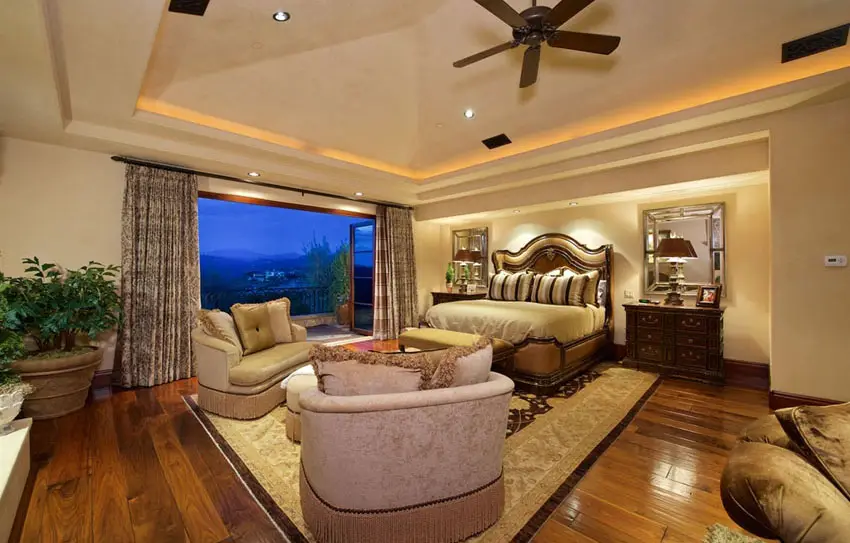 Luxury master bedroom with amazing open view balcony