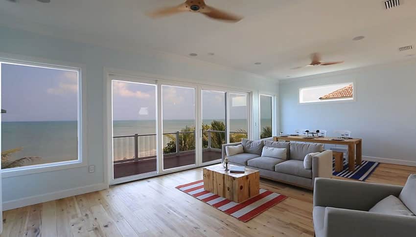 Oceanview living room view at beach home