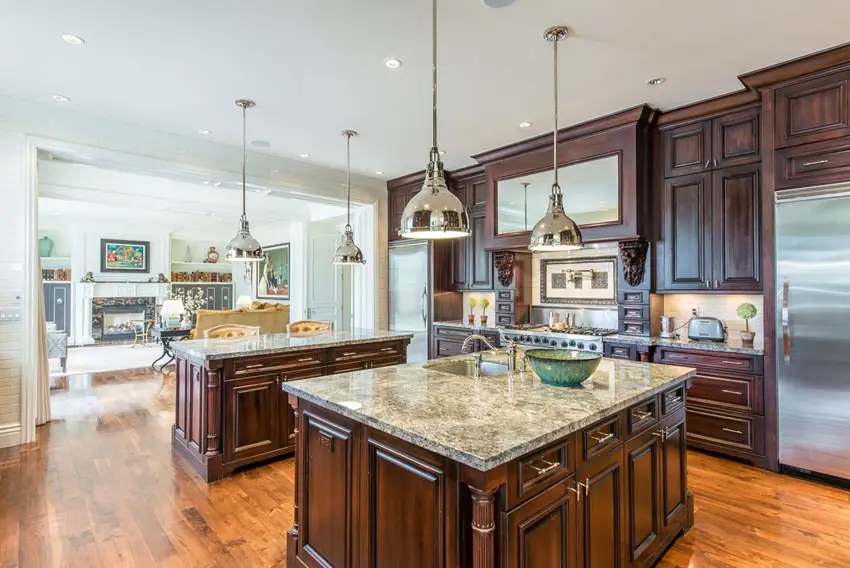 Open plan kitchen at French provincial house