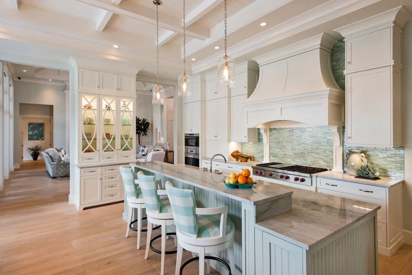 Contemporary kitchen with engineered oak wood floors