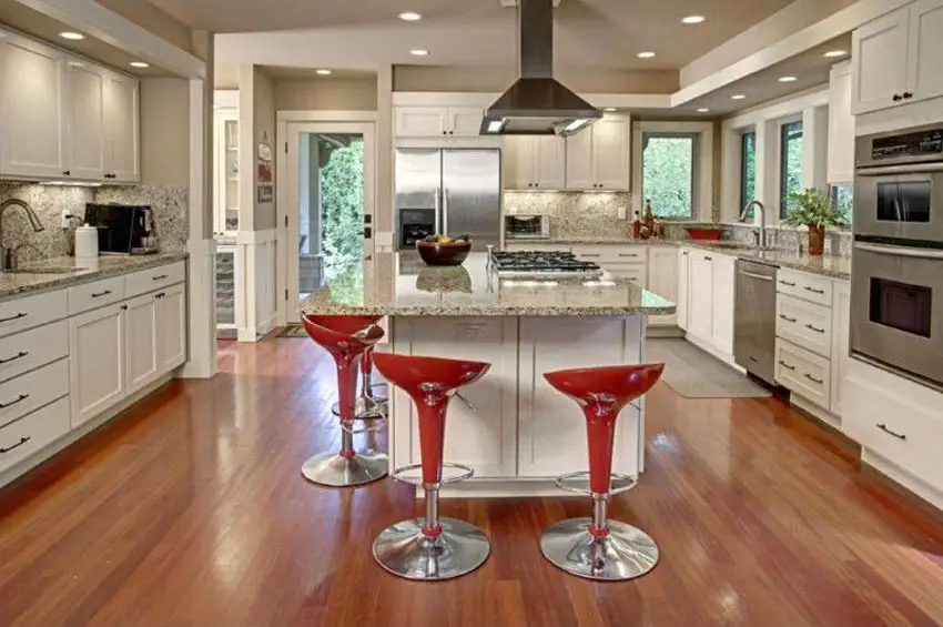 Kitchen with American cherry hardwood flooring