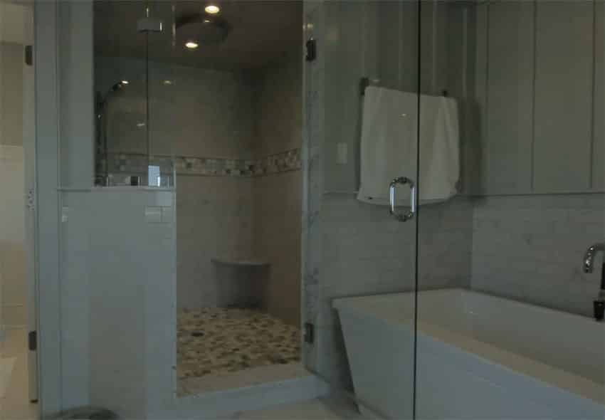 Master bathroom with soaking tub glass shower