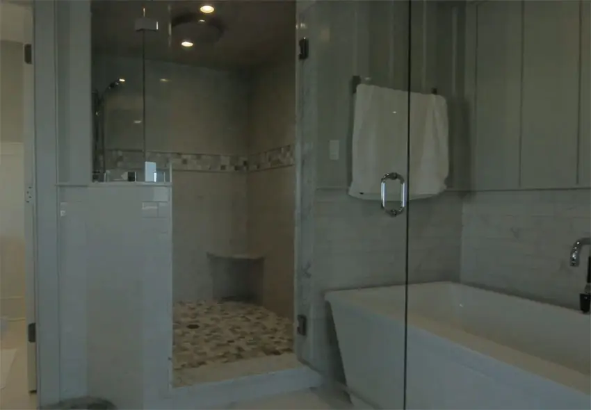 Master bathroom with soaking tub glass shower