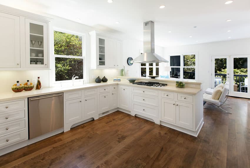 kitchen design with cherry wood floors