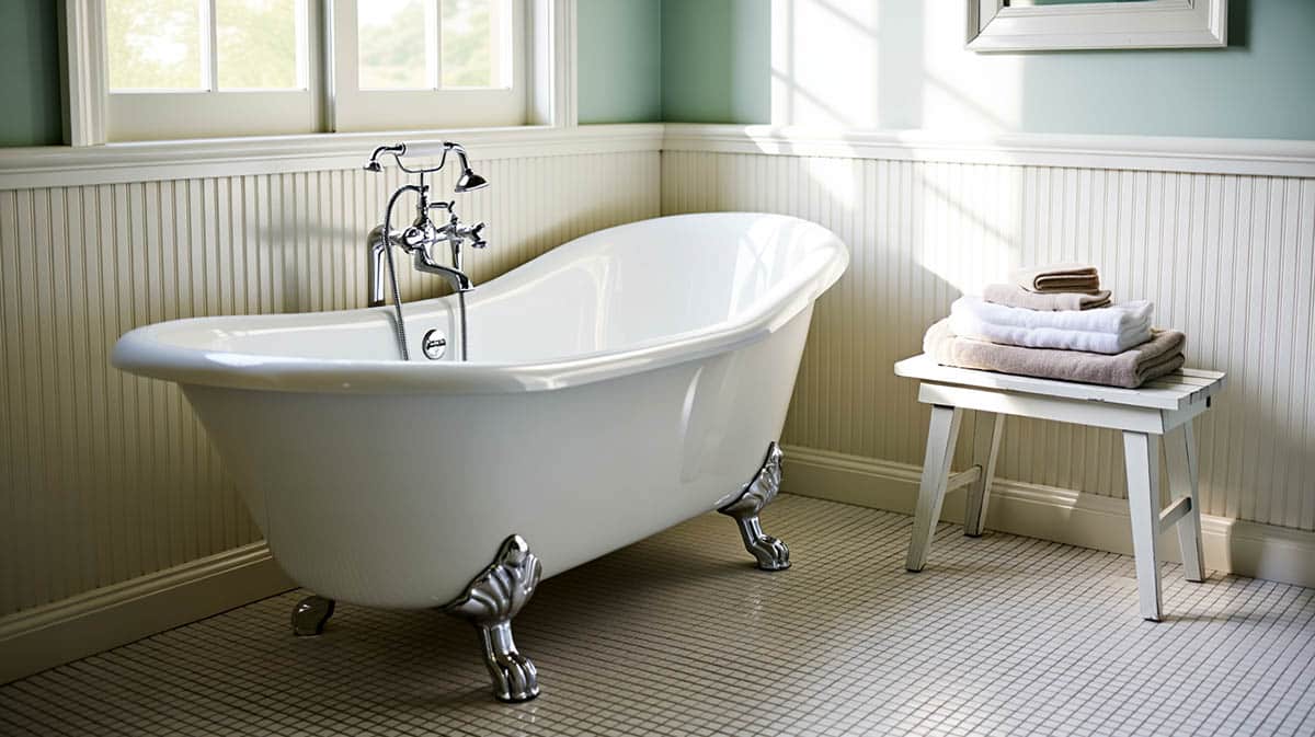 Tub with silver feet
