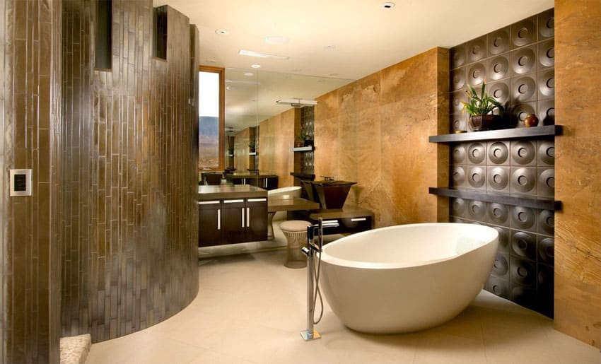 Contemporary bathroom with gel coated bathtub