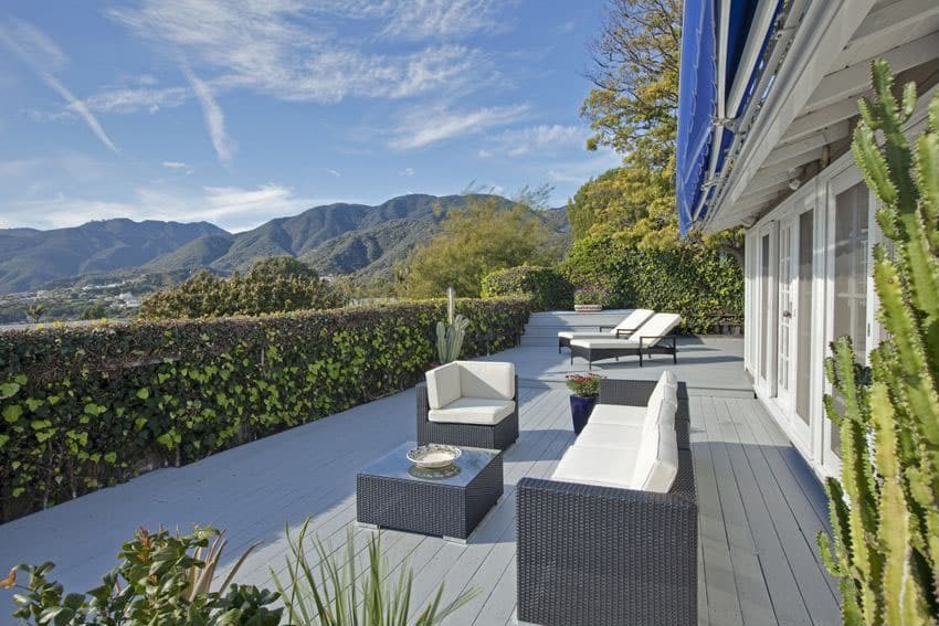 Contemporary composite deck with hillside views