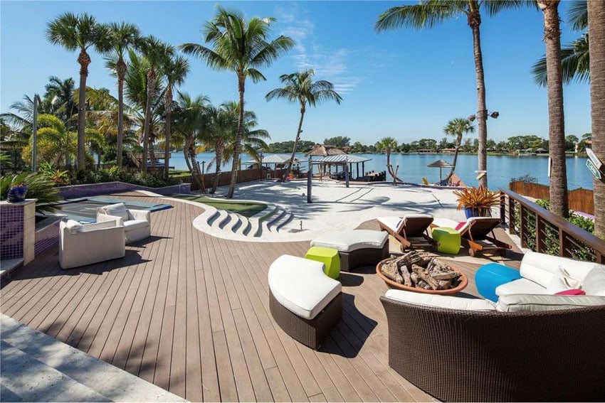 Custom deck design with palapa and water views