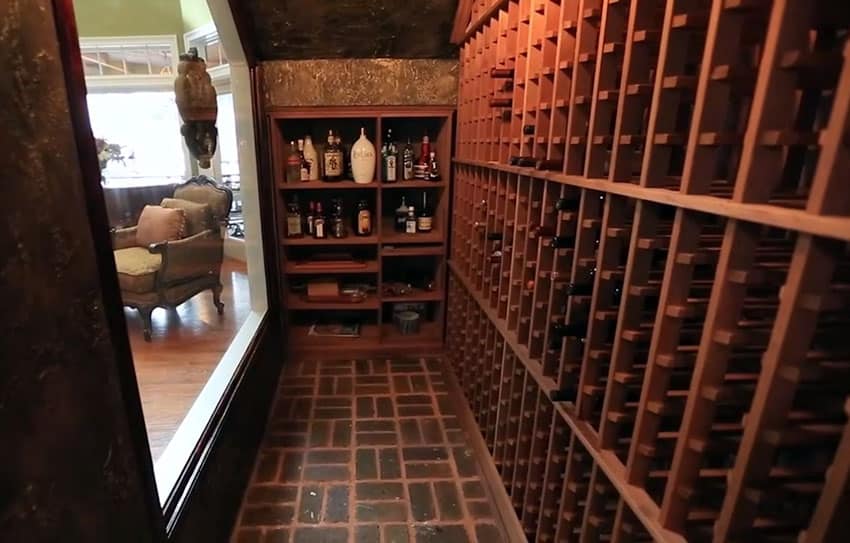 Custom wine storage with glass window to living room
