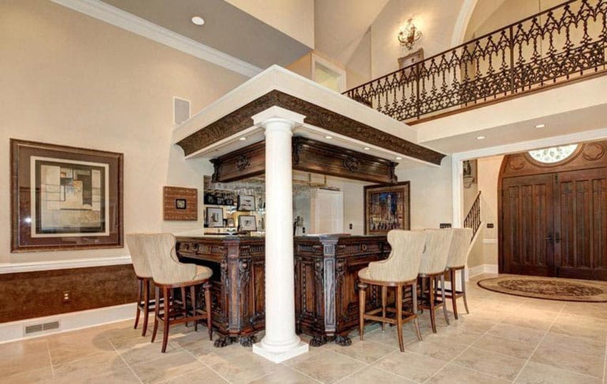 Luxury home bar with decorative wood cabinet
