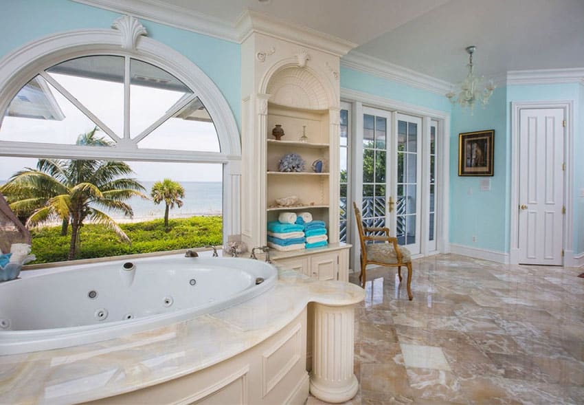 Oceanfront jacuzzi bathtub with amazing water views