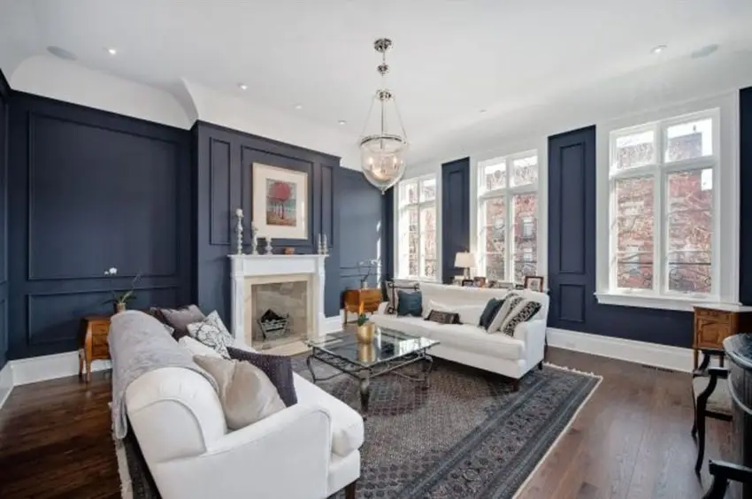 Traditional navy color living room