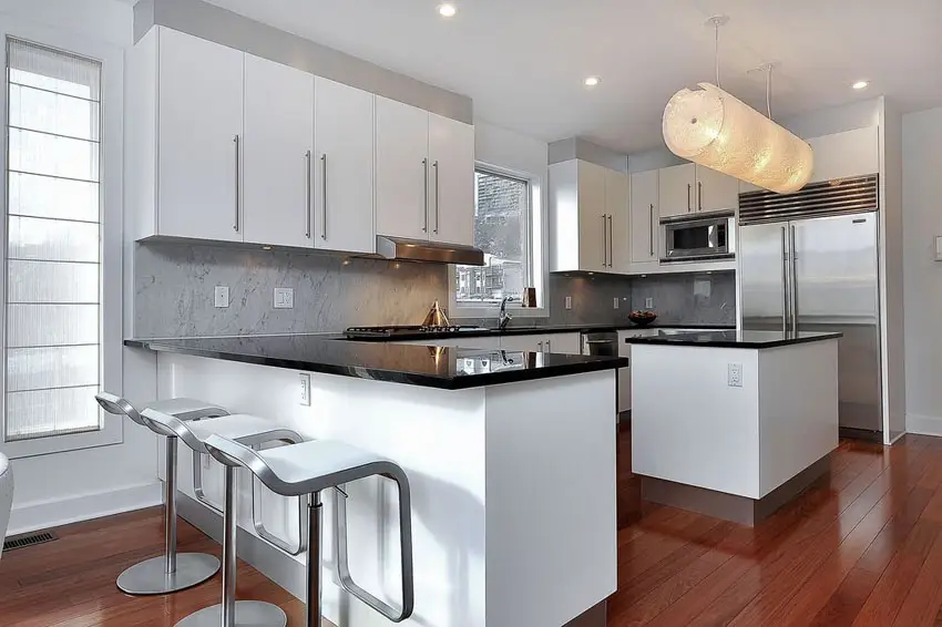 Modern Kitchen with White Granite Counter Top and Cutting Board · Creative  Fabrica