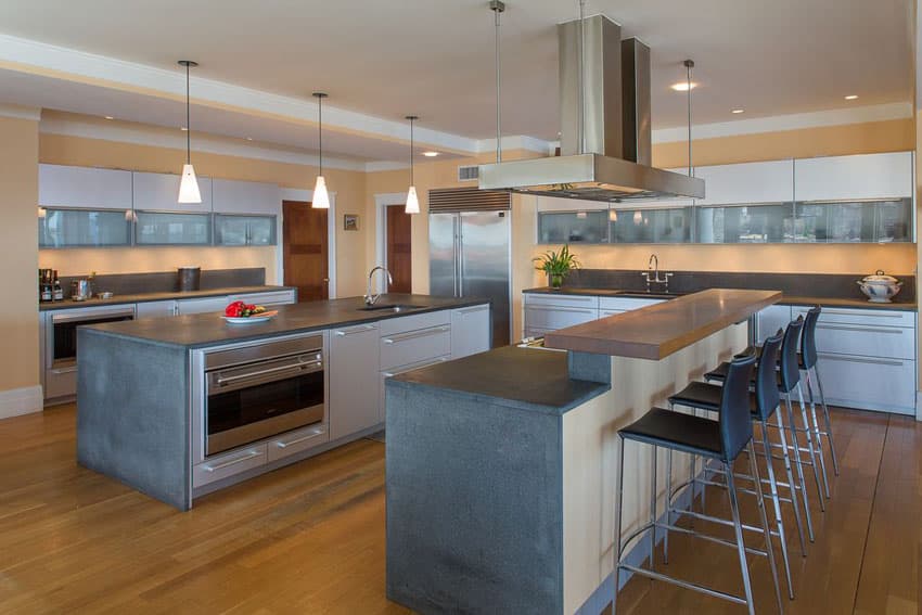 Modern kitchen with breakfast bar island and eurostar riley counter stool