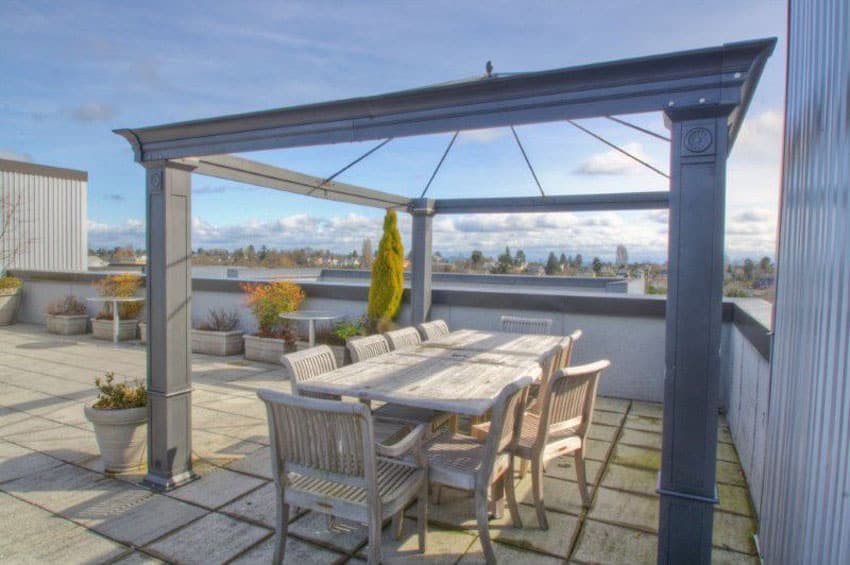 Rooftop patio with glass ceiling gazebo