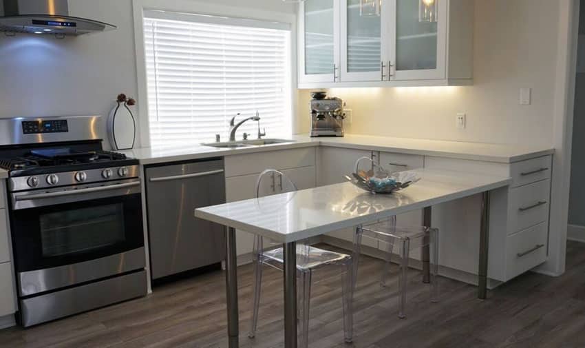 kitchen with corian counter removable peninsula