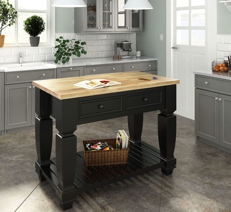 Chelsea kitchen island with wood top portable island