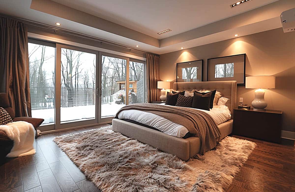 Bedroom with downlights above bed for a romantic feel