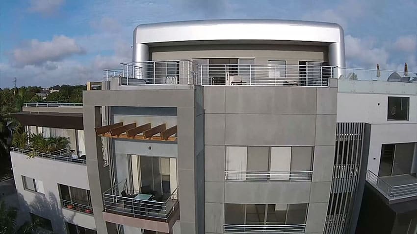 Aerial view of modern custom apartment in Ghana Africa