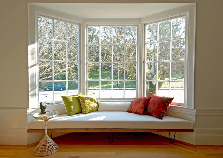 Bay window seat with picture window view