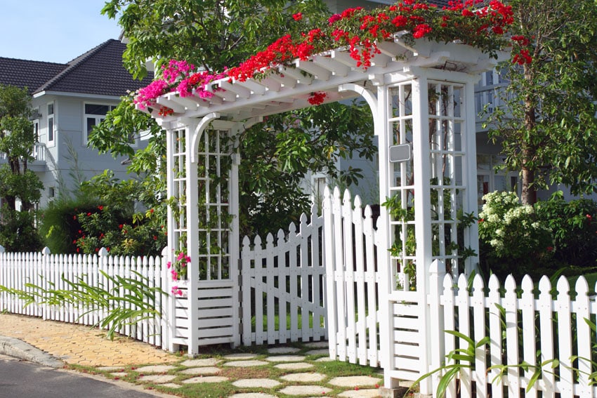Beautiful white garden fence with gate