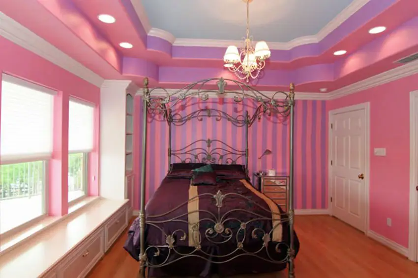 Bright pink and purple girls bedroom