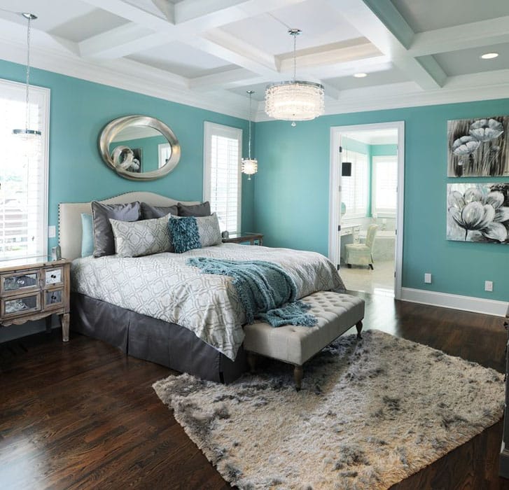 Teal And Mustard Bedroom