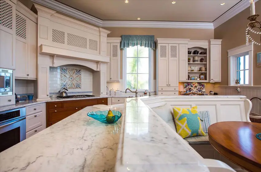 Kitchen with custom breakfast nook and bench island