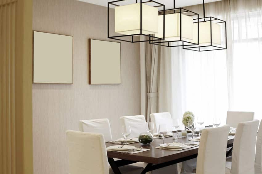 Formal neutral color dining room with modern design