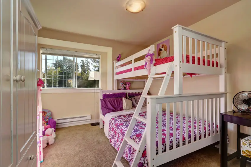 Girls room with large bunk beds