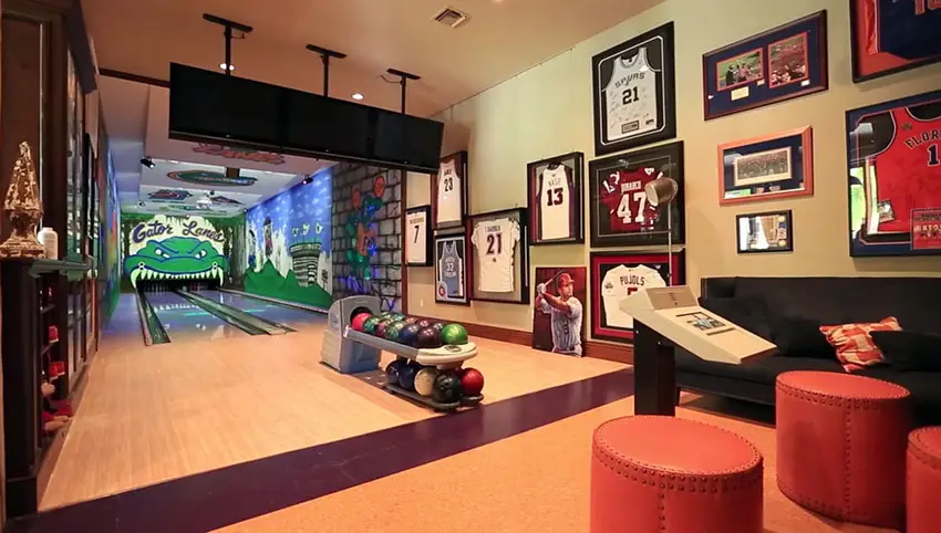 Home basement bowling alley